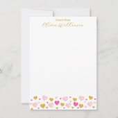 Elegante Gouden Script Naam| Waterverf Harten Notitiekaartje (Voorkant)