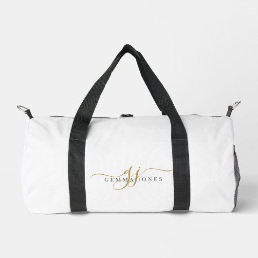 Elegante gouden script naammonogram plunjezak (Voorkant)