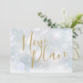 Elegante Gouden Script Nieuwe Plan Winter Evenemen Save The Date (Staand voorkant)