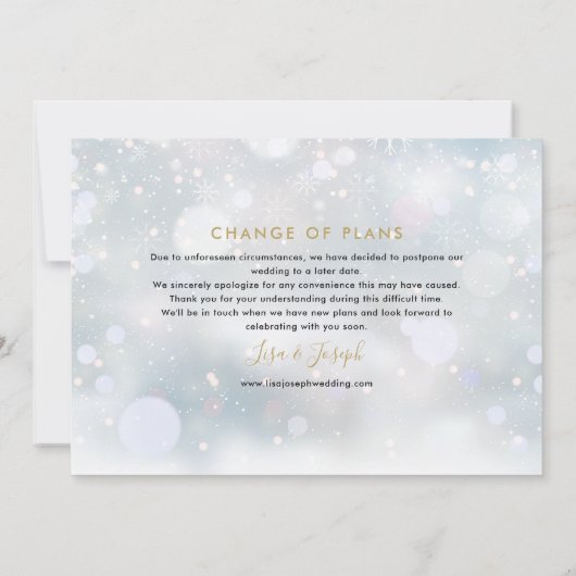Elegante Gouden Script Nieuwe Plan Winterevenement Save The Date (Achterkant)