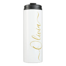 Elegante Gouden Script Olivia Naam Witte Tumbler