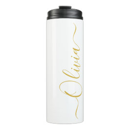 Elegante Gouden Script Olivia Naam Witte Tumbler Thermosbeker