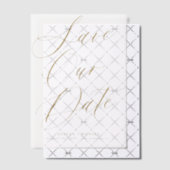Elegante gouden script overlay bruiloft opslaan va vellum uitnodigingen (Offset (Uitnodiging))