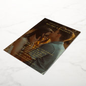 Elegante gouden script overlay foto bruiloft folie uitnodiging (Gedraaid)