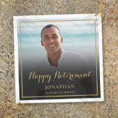 Elegante gouden script pensioenfeest foto servet