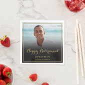 Elegante gouden script pensioenfeest foto servet (Insitu)