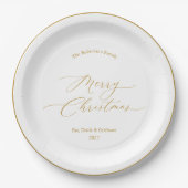 Elegante gouden script “Prettig Kerstfeest” Papieren Bordje (Voorkant)
