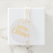 Elegante Gouden Script Prettig Kerstfeest Sneeuwvl Bedankjes Labels (Met doos)