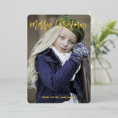 Elegante Gouden Script Prettig Kerstmis Aangepaste Folie Feestdagenkaart (Staand Voorkant)