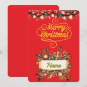Elegante Gouden Script Prettig Kerstmis Fotokaart Kaart (Voorkant / Achterkant)