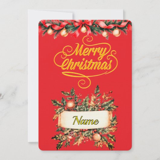 Elegante Gouden Script Prettig Kerstmis Fotokaart Kaart (Voorkant)