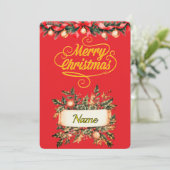 Elegante Gouden Script Prettig Kerstmis Fotokaart Kaart (Staand voorkant)
