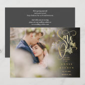 Elegante gouden script QR-code foto bruiloft Save The Date (Voorkant / Achterkant)