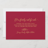 Elegante Gouden Script Rode 3 Foto Collage Kerstmi Feestdagenkaart (Achterkant)