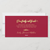 Elegante Gouden Script Rode 3 Foto Collage Kerstmi Feestdagenkaart (Achterkant)
