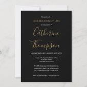 Elegante gouden script rouwplechtigheid ter nageda kaart (Voorkant)