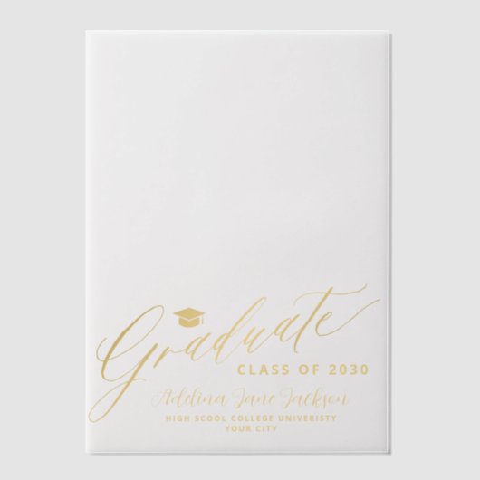 Elegante gouden script schoolklas van afstuderen vellum uitnodigingen (Voorkant)