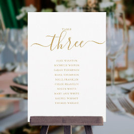 Elegante Gouden Script Tafelnummer 3 Zitplaatskaar