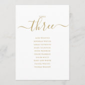 Elegante Gouden Script Tafelnummer 3 Zitplaatskaar (Achterkant)