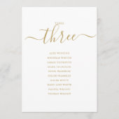 Elegante Gouden Script Tafelnummer 3 Zitplaatskaar (Voorkant)