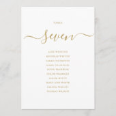 Elegante Gouden Script Tafelnummer 7 Zitplaatskaar (Voorkant)