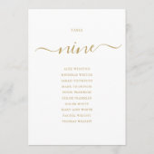 Elegante Gouden Script Tafelnummer 9 Zitplaatskaar (Achterkant)