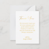 Elegante gouden script trouwfoto Dank u Notitiekaartje (Achterkant)
