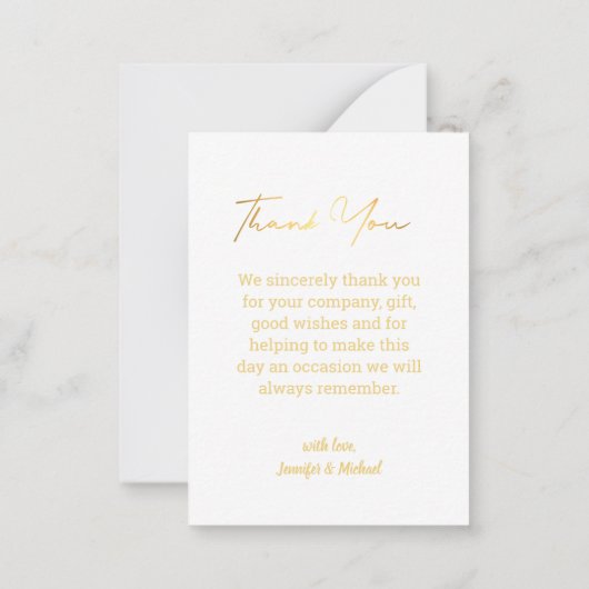 Elegante gouden script trouwfoto Dank u Notitiekaartje (Achterkant)