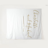 Elegante gouden script trouwfotocabine achtergrond wandkleed (Voorkant (horizontaal))