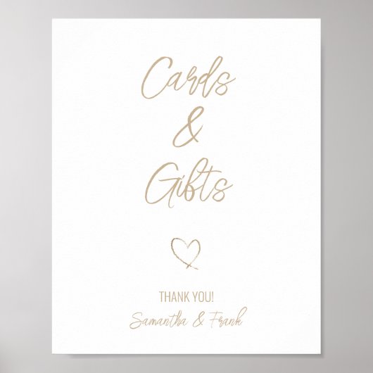 Elegante gouden script trouwkaart en -cadeau poster (Voorkant)