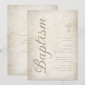 Elegante gouden script verouderde perkament doop kaart (Voorkant / Achterkant)