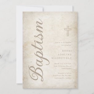 Elegante gouden script verouderde perkament doop kaart