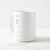 Elegante Gouden Script “Vrede & Vreugde” Kerstmis Koffiemok (Voorkant links)