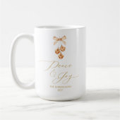 Elegante Gouden Script “Vrede & Vreugde” Kerstmis Koffiemok (Links)