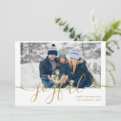 Elegante Gouden Script Vrolijke Foto Kerstmis Feestdagenkaart (Staand voorkant)