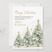 Elegante Gouden Script Waterverf Kerstboom Feestdagenkaart (Voorkant)