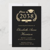 Elegante Gouden Script Zwarte Foto Universiteit Af Aankondiging (Voorkant)