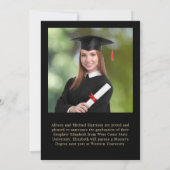 Elegante Gouden Script Zwarte Foto Universiteit Af Aankondiging (Achterkant)