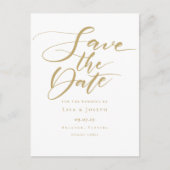 Elegante gouden scriptie bruiloft save the date aankondigingskaart (Voorkant)