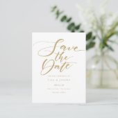 Elegante gouden scriptie bruiloft save the date aankondigingskaart (Staand voorkant)
