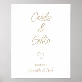 Elegante gouden scriptuur trouwkaart en -cadeau poster