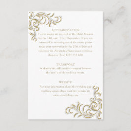 Elegante gouden scroll gastinformatie informatiekaartje