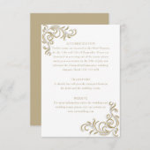 Elegante gouden scroll gastinformatie informatiekaartje (Voorkant / Achterkant)