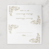 Elegante gouden scroll tafel plaats kaart plaatskaartje (Buitenkant ongevouwen)