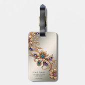 Elegante gouden sieraden bloemen bagage label (Achterkant verticaal)