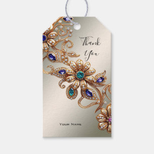 Elegante Gouden Sieraden Bloemen Cadeaubijsluiter Cadeaulabel