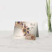 Elegante gouden sieraden bloemen dank je kaart (Voorkant)