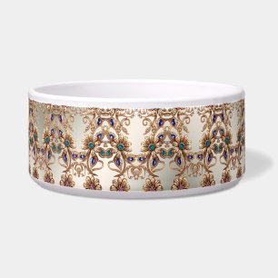 Elegante Gouden Sieraden Bloemen Keramische Honden Voerbakje