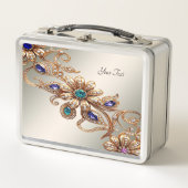 Elegante Gouden Sieraden Bloemen Lunchbox (Voorkant)