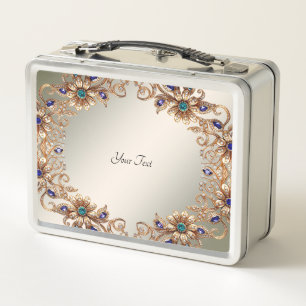 Elegante Gouden Sieraden Bloemen Lunchbox